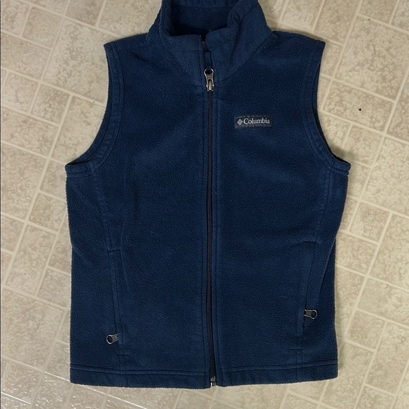 Columbia Blue Fleece Vest High Collar Classic - Picture 1 of 3